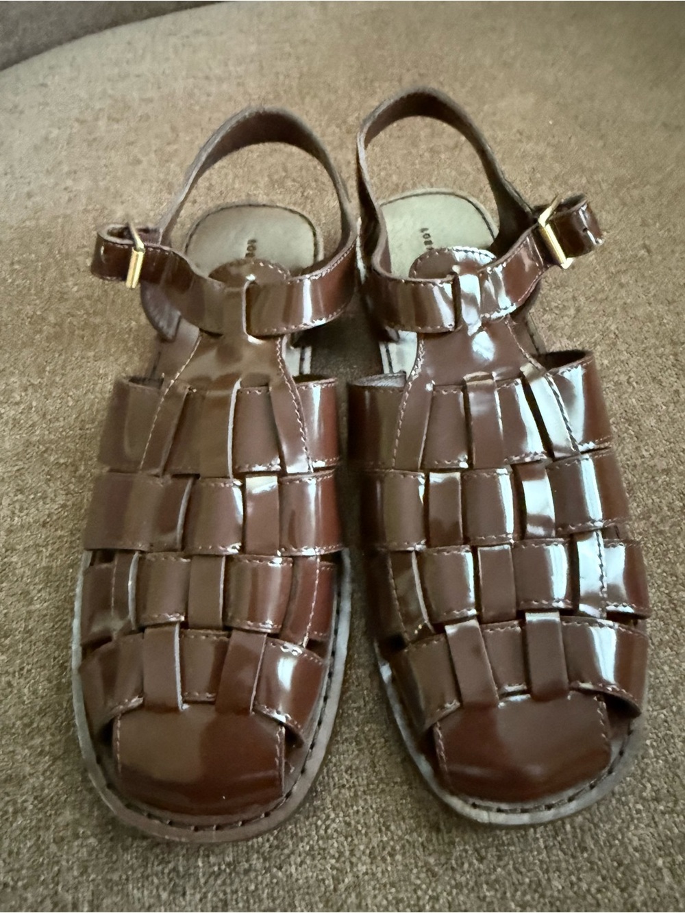 Loeffler Randall Brown Patent Leather Woven Fisherman Sandal - Picture 2 of 6